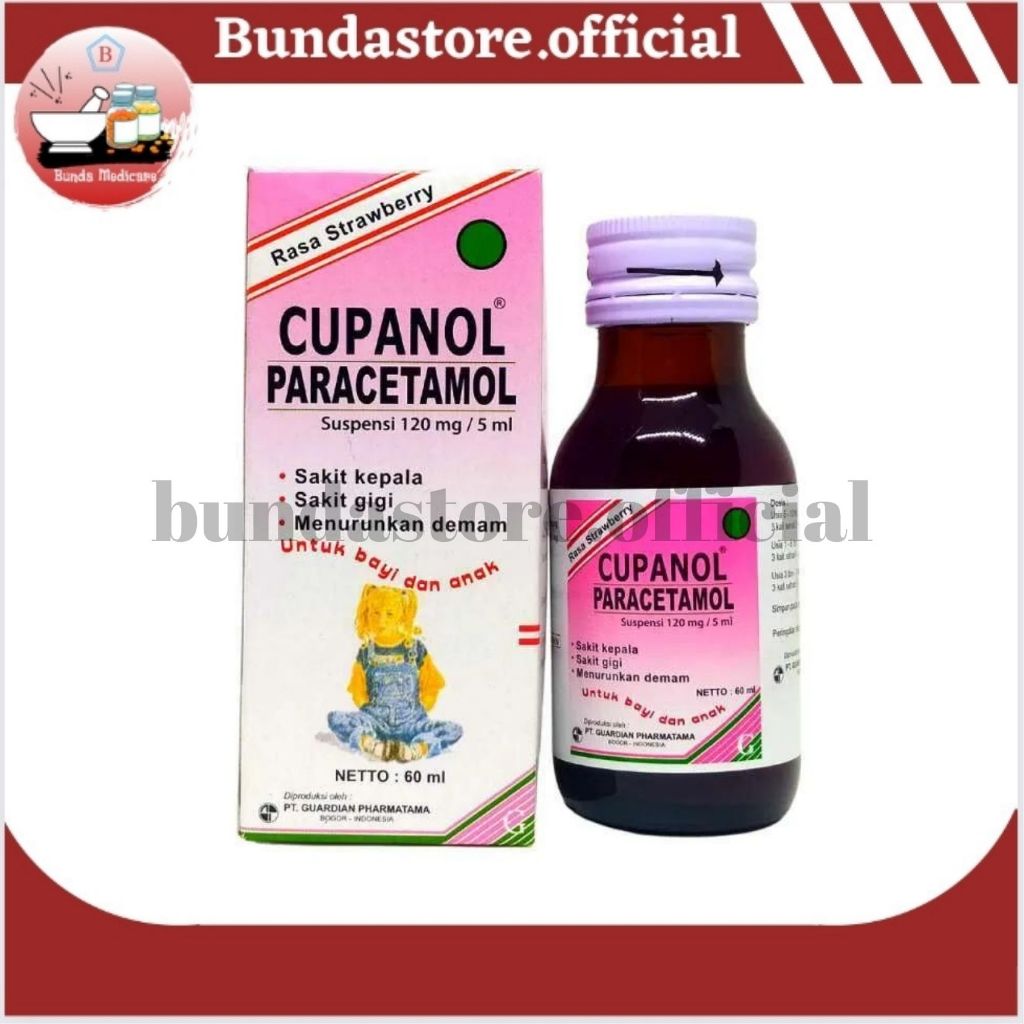 Cupanol Sirup 60ml - Paracetamol - Penurun Panas Anak Rasa Strawberry
