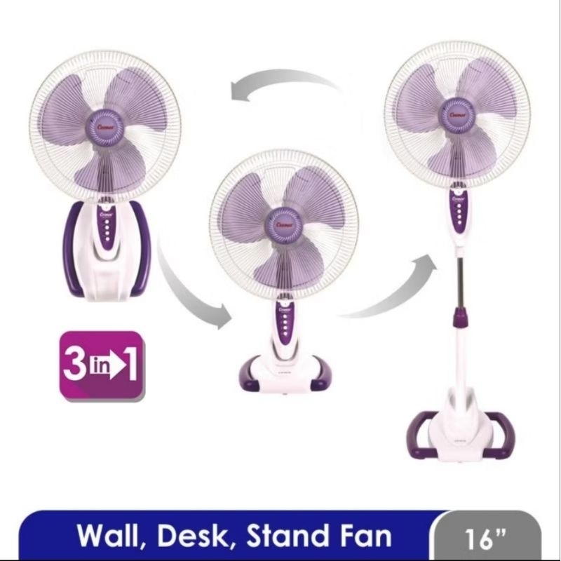 Kipas Angin Cosmos 16 SO33 Wadesta 3 in 1 - Kipas Berdiri, Meja, Dinding