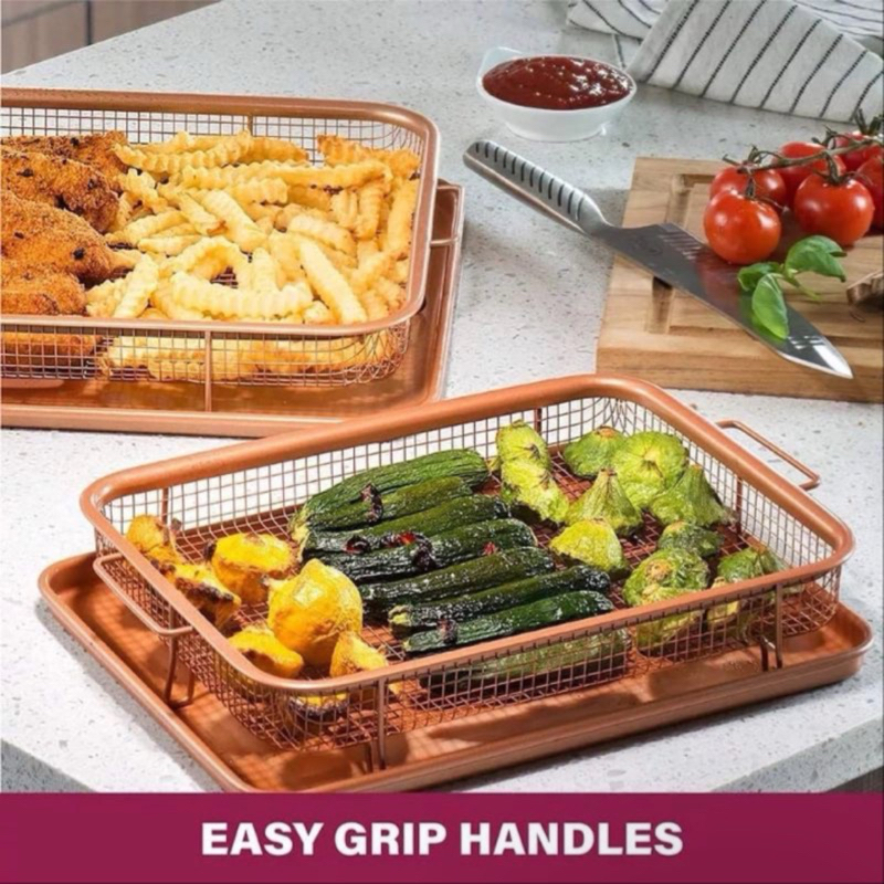 nampan tirisan minyak gorengan stainless gold TEBAL / peniris minyak / peniris gorengan / baking