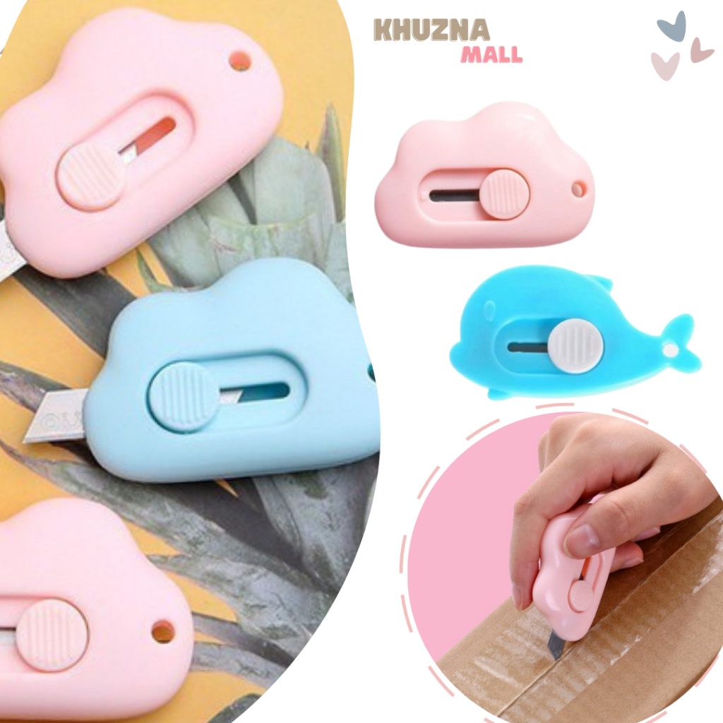 

~mall❤~ Cutter Mini Lucu / Mini Cutter Lucu Bentuk Awan Pisau Kartun Untuk Alat Tulis Kantor