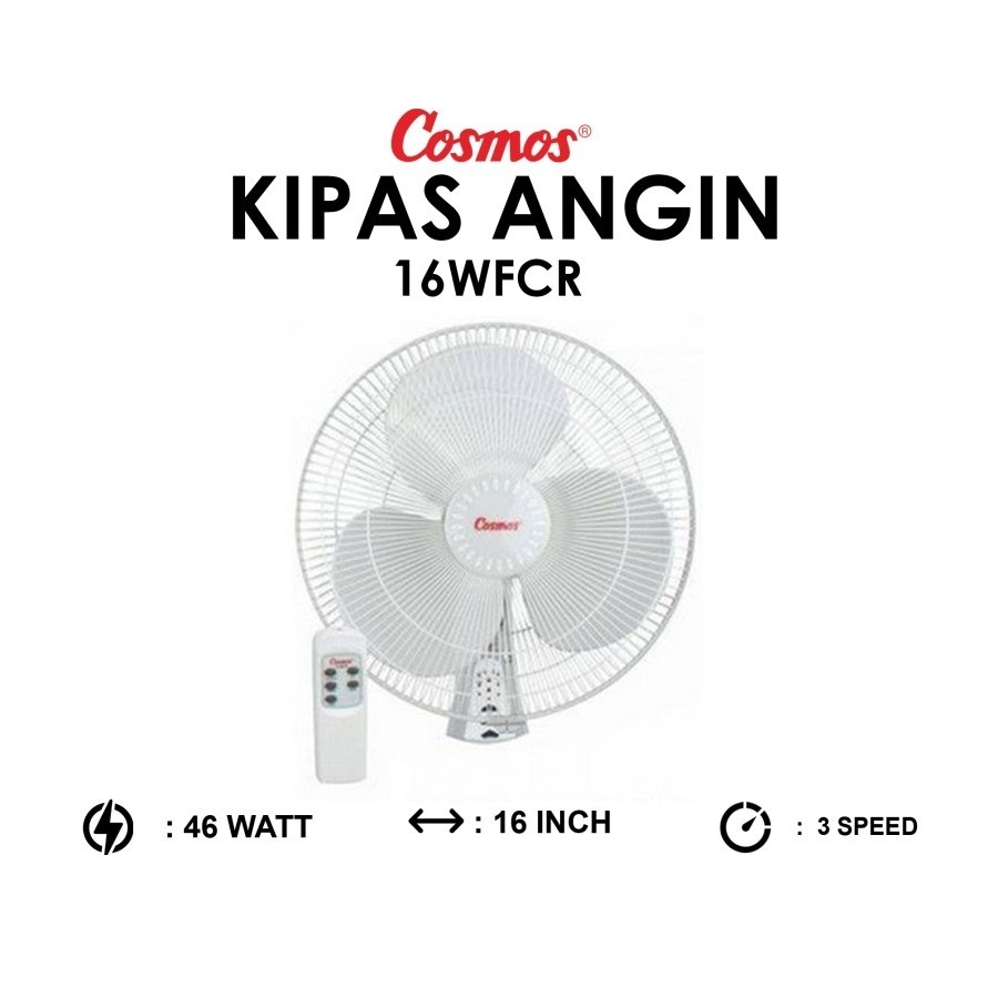 KIPAS ANGIN DINDING COSMOS 16 INCH REMOTE 16WFC-R REMOTE / 16 WFC TALI WALL FAN