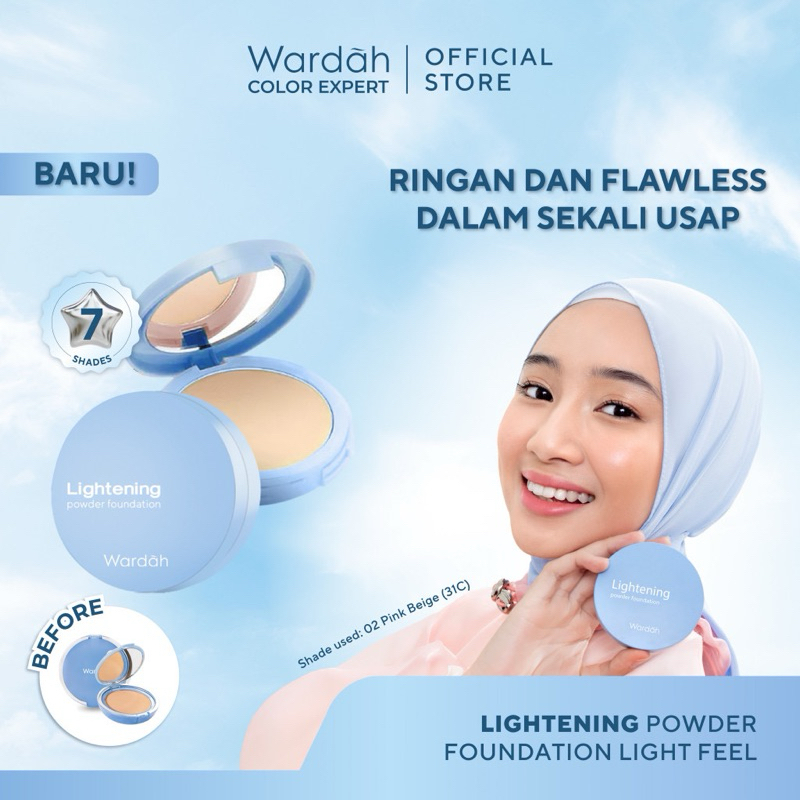 WARDAH LIGHTENING LIGHT FEEL POWDER FOUNDATION / WARDAH BEDAK PADAT BIRU / WARDAH BEDAK PADAT