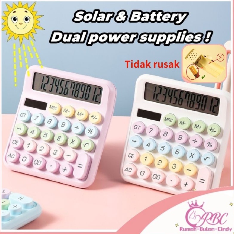

PROMOV Penjual LokalBesar Keyboard Calculator Kalkulator Tenaga Surya 12 digit Layar ultra lebar Macaron Multicolor Pastel Kalkulator Berkualitas