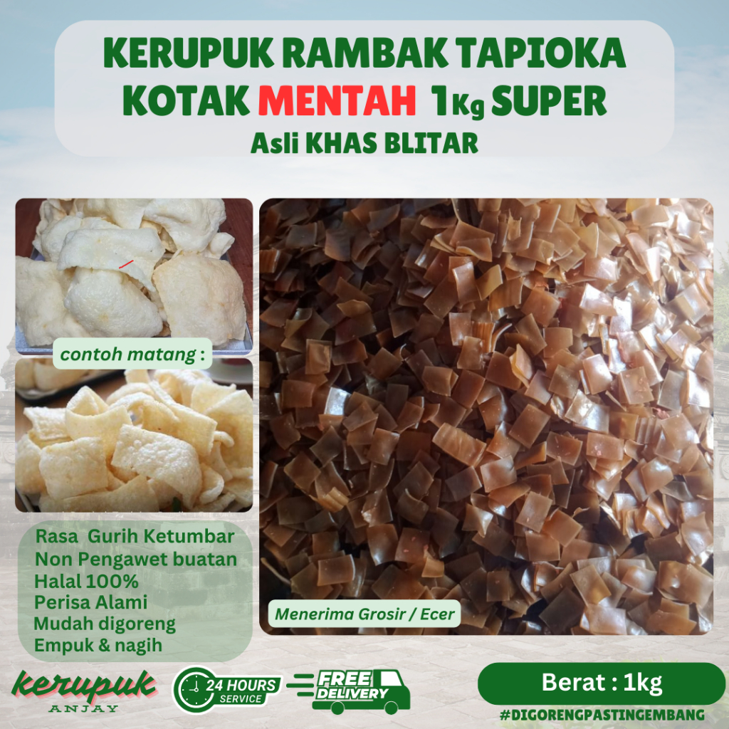 

Siap Goreng Rambak Tapioka Kotak Super 1kg- Kerupuk Krispi Renyah, Camilan Ekonomis