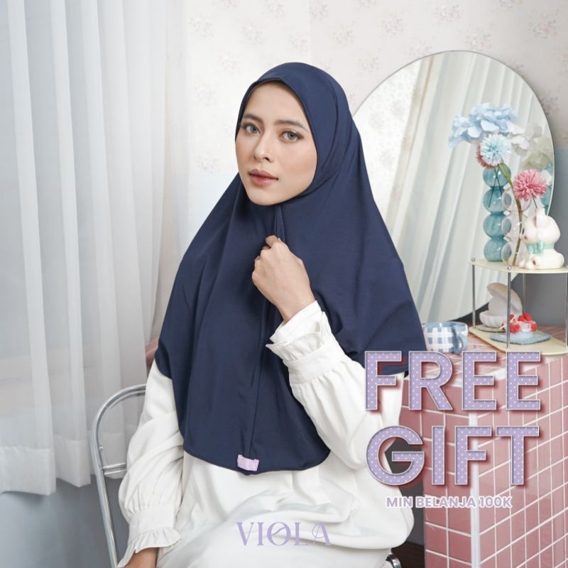 Viola Jilbab Instan Hijab Kerudung Bergo Spandex Premium Abelia Polos Tanpa Pet