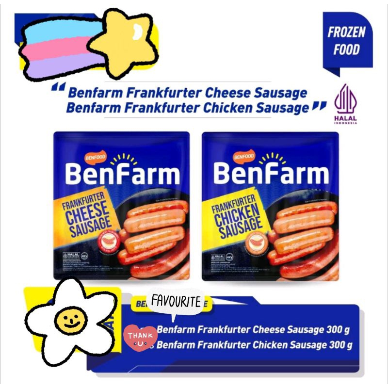 

BENFARM SOSIS FRANKFURTER CHICKEN SAUSAGE/SOSIS FRANKFURTER CHEESE SAUSAGE 300g