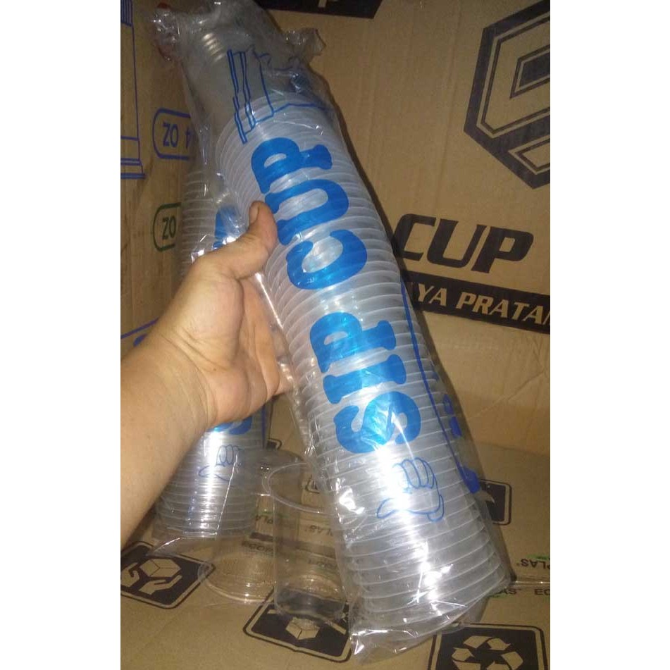 Gelas Plastik SIP ukuran 14 oz DATAR