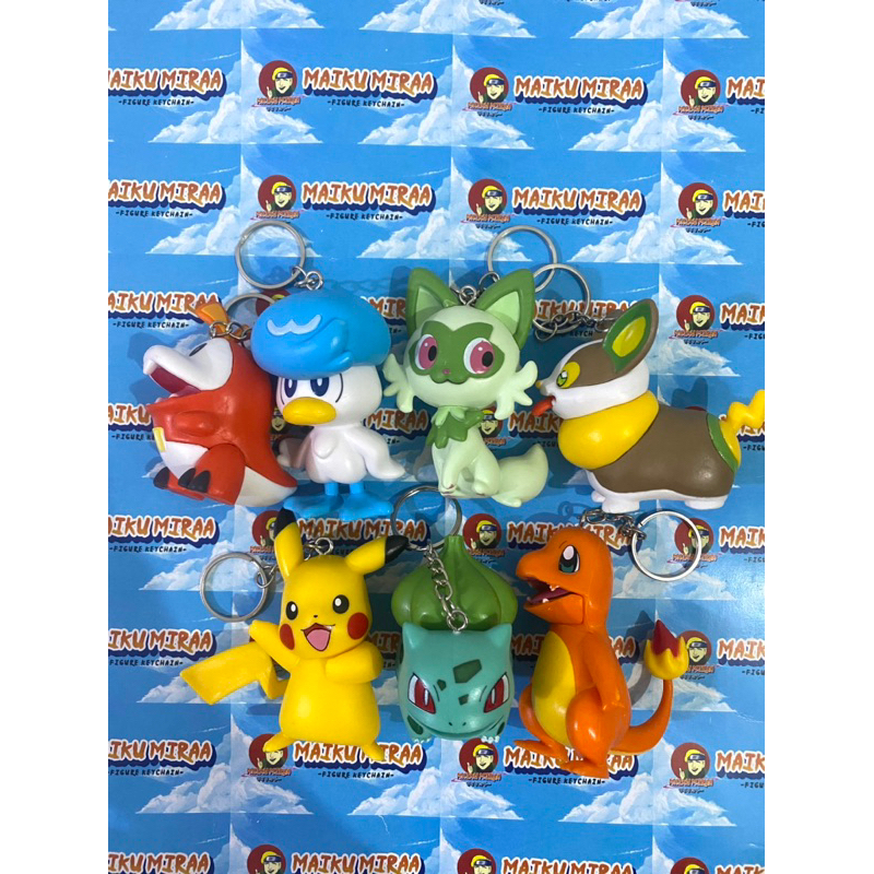 Figure Keychain / Gantungan Kunci Pokemon Scarlet and violet Pikachu bulbasaur charmender fuecoco qu
