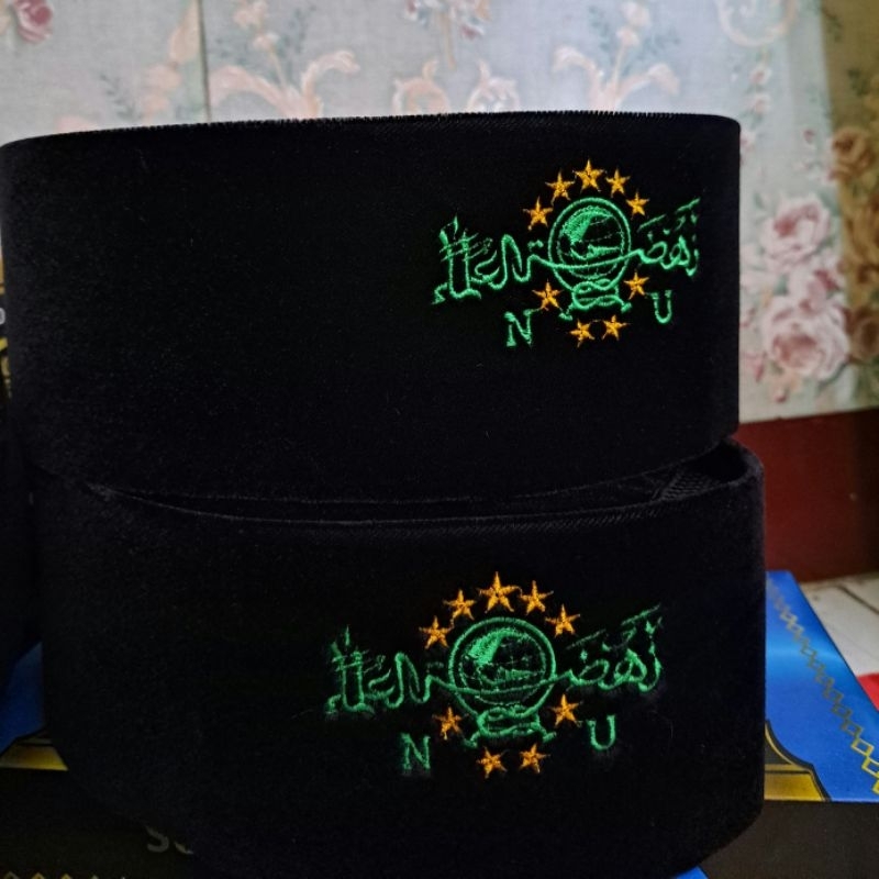 peci songkok hitam logo NU bordir  AC merk UMMA exclusive kopyah tinggi 8, 9, dan 10 cm