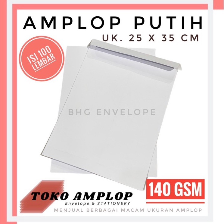 

Terlaris IIRR Amplop FOLIO PUTIH TEBAL 14gr 25x35 E86 Laris
