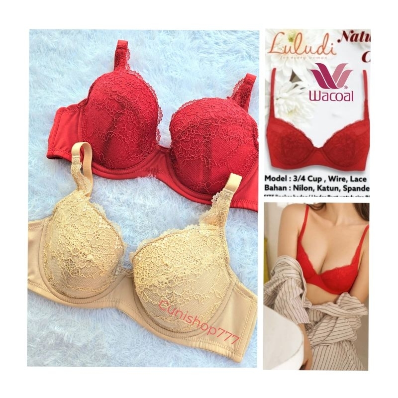BRA LULUDI by WACOAL PAKAI KAWAT BUSA TIPIS BH WANITA RENDA LACE BRUKAT BROKAT LB4944R1 K107 lb 4944