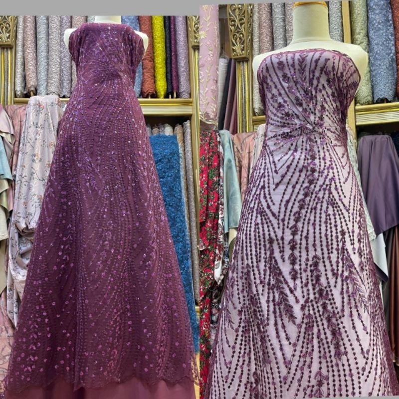 KAIN TERBARU Kain Tile Rebano/Tile Payet Bordir Spangel/Tile Sequin/Bakal Kebaya murah