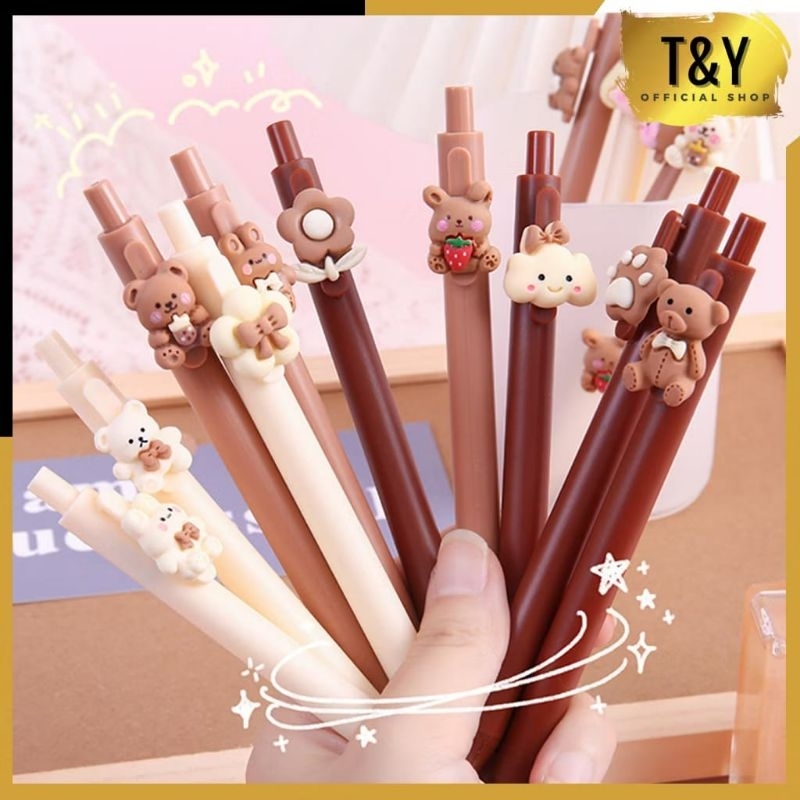 

Pena karakter BearPita lucu Pulpen cetekan tinta Gel cair motif Beruang unik dan lucu