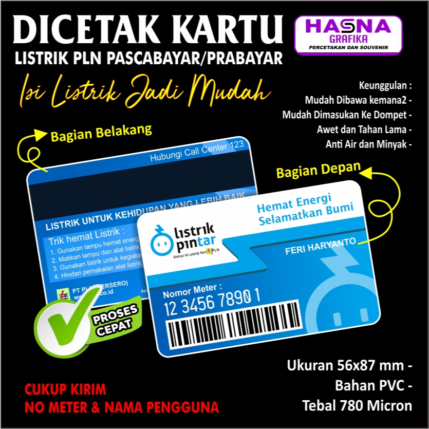 

SEHARI JADI cetak ulang kartu listrik PLN hilang atau rusak / nomor meteran listrik