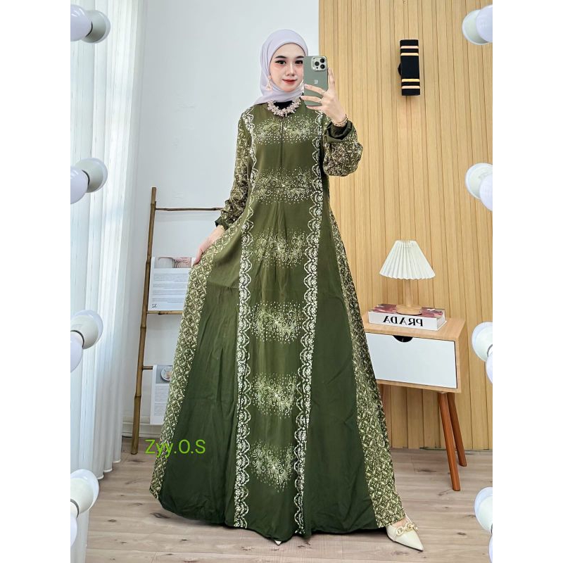 Gamis Motif Rayon Twill LD 120 PB 140