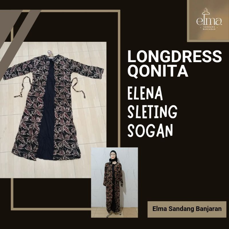 ESB - Qonita Batik Longdres Elora Sleting SOGAN | Busui Friendly | Batik Cap Premium Indonesia
