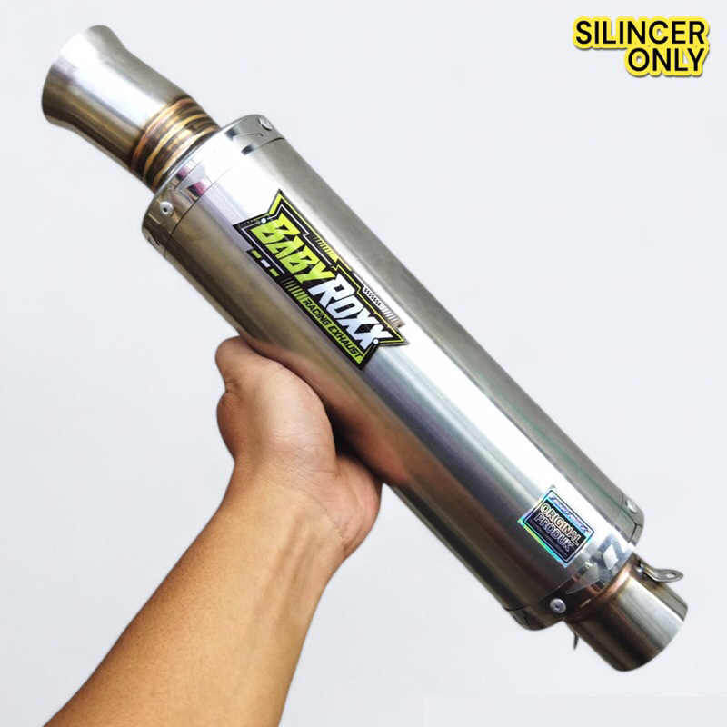 Silincer Knalpot Racing Babyroxx Tipe Bulat Njebrag Sarangan Full Suara Ngebass Satria FU Vixion Cbr