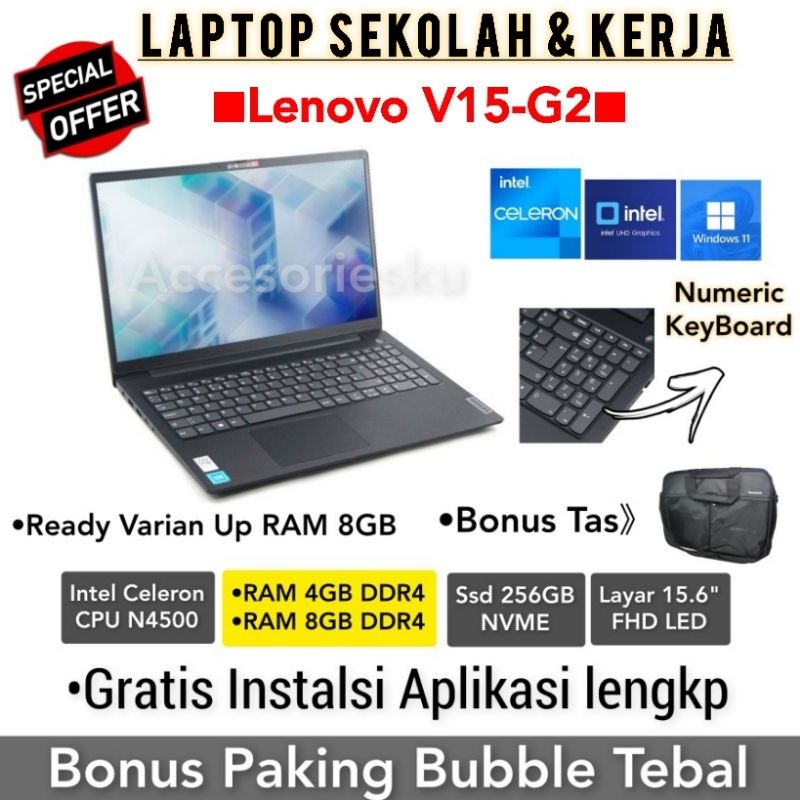 Laptop Lenovo V15-G2 intel N4500 Ram 4Gb 256Gb 15,6inch Windows