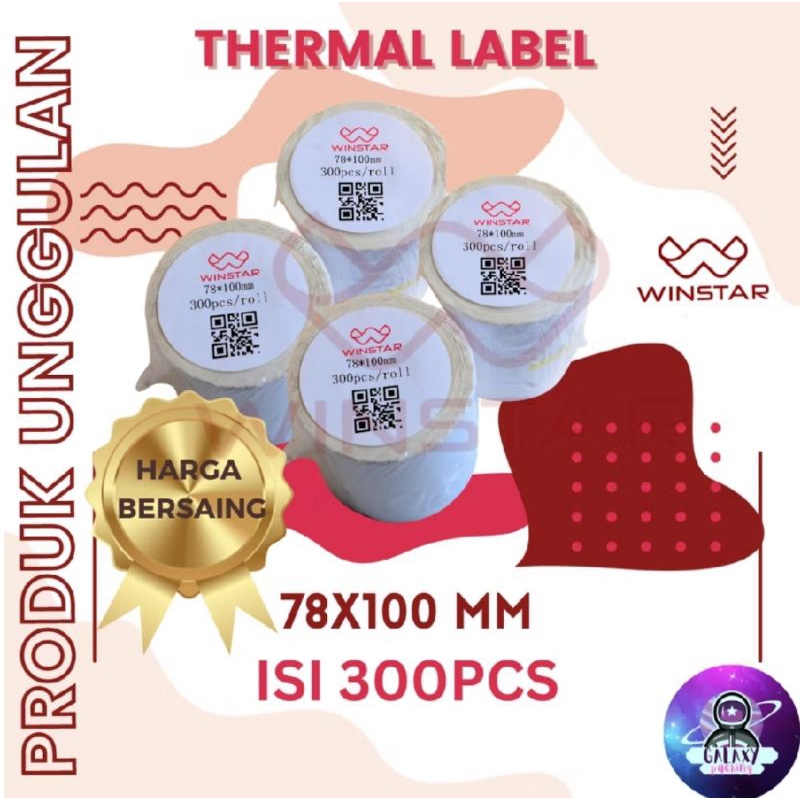 

Label Sticker Thermal 78 × 100 Isi 300 Lembar Merk Kuya Merk Winstar Good Quality Ukr A6 Alas Kertas Bukan Plastik