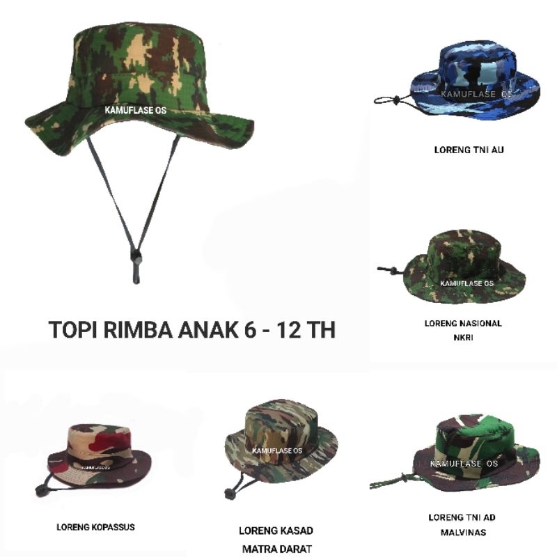 Topi rimba anak Topi anak loreng army model rimba profesi pocil loreng tni ad au dll