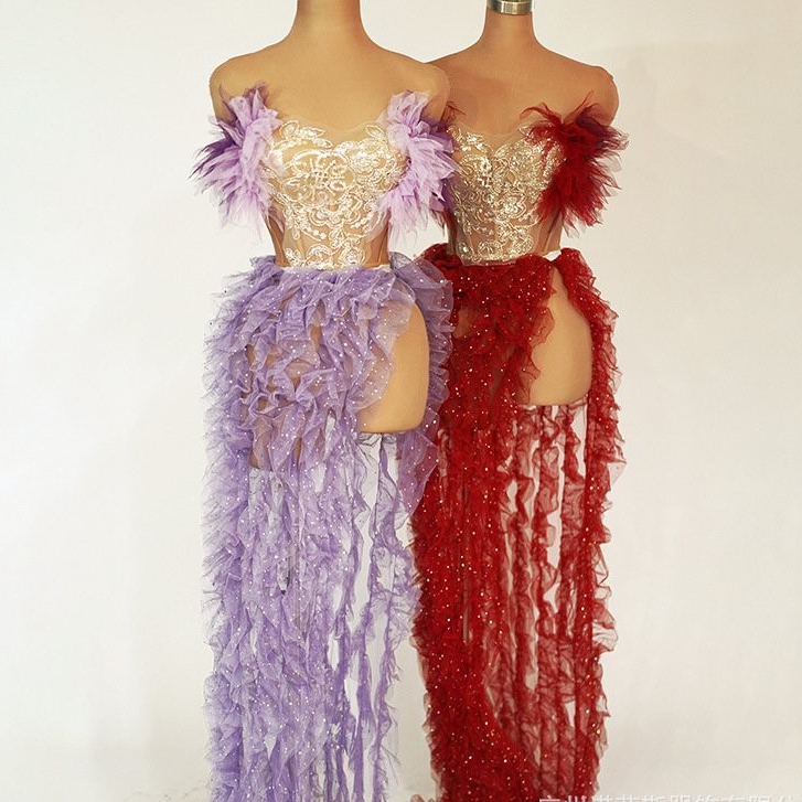 Light Purple Gentle Temperament Sexy See-through Tulle Skirt Birthday Photo Studio Photography Ball 