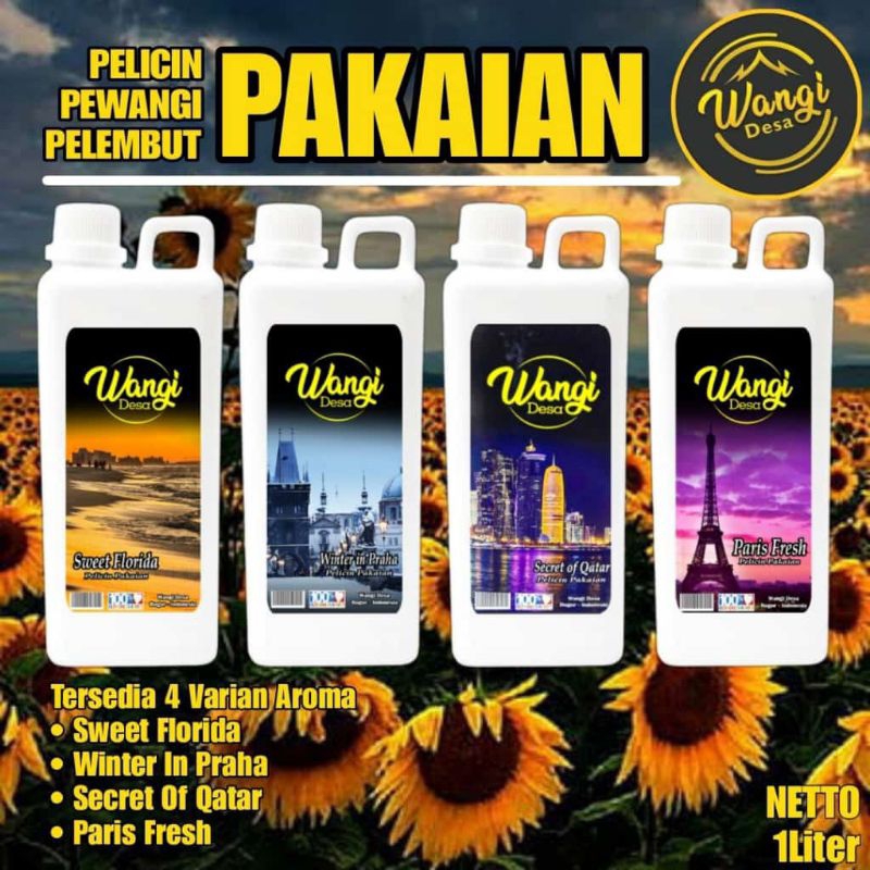 PARFUM LAUNDRY MURAH - WANGI TAHAN LAMA - PELICIN DAN PEWANGI SETRIKA WANGI DESA 1 LITER BERKUALITAS