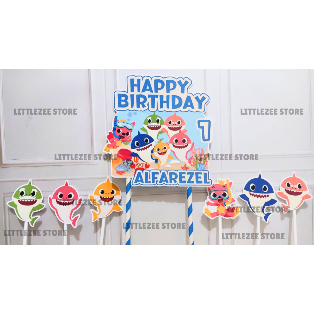 topper cake baby shark / topper tema baby shark / topper kue baby shark / hiasan kue / hiasan kue ul