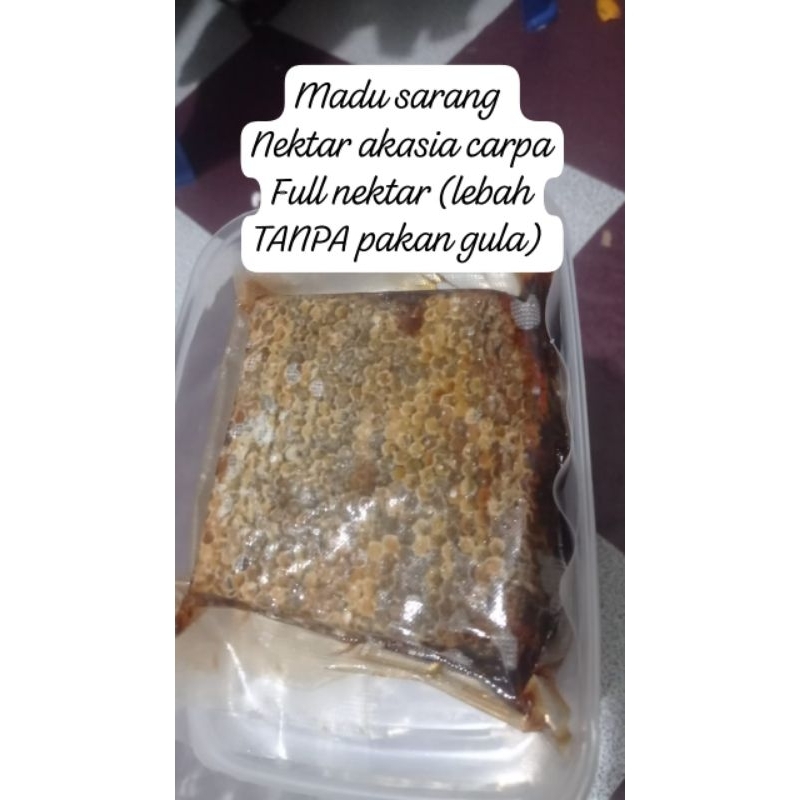 

madu asli murni sarang pure honeycomb nektar akasia carpa lebah tanpa pakan gula asli dari nektar