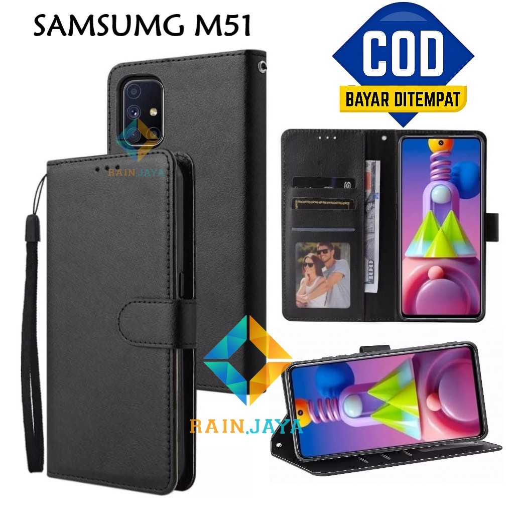 Flip Case Samsung M51 Leather Case Premium Flip Cover Wallet