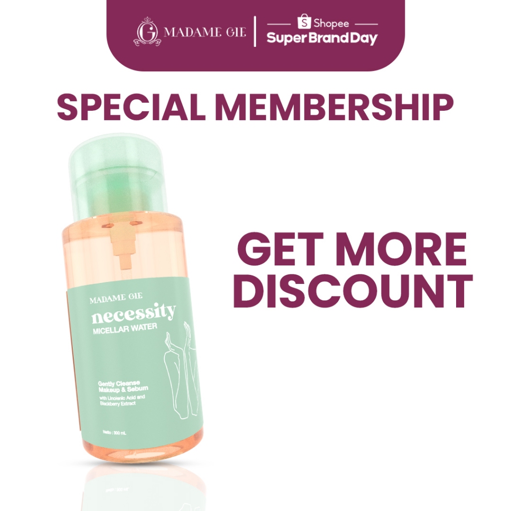 [ MEMBERSHIP ] Madame Gie Necessity Micellar Water 300ml - Make Up Remover Cleansing Water for All S