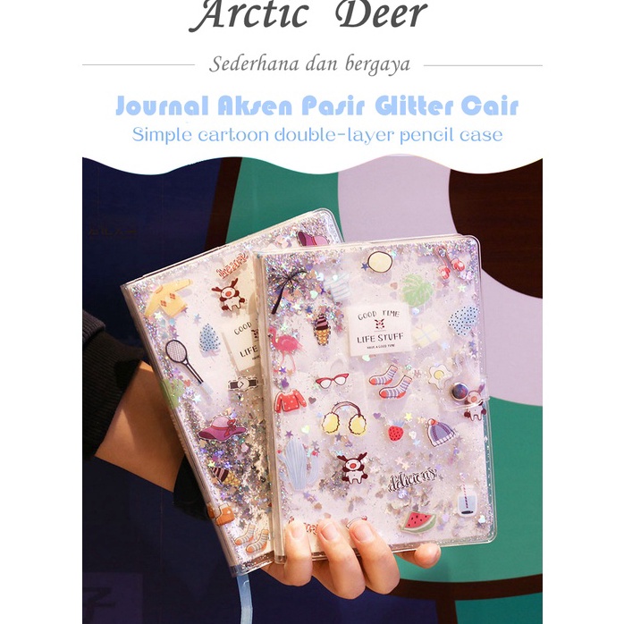 

Journal kartun Aksen Pasir Glitter Cair Journal notebook kado spesial arctic deer GHAG6972