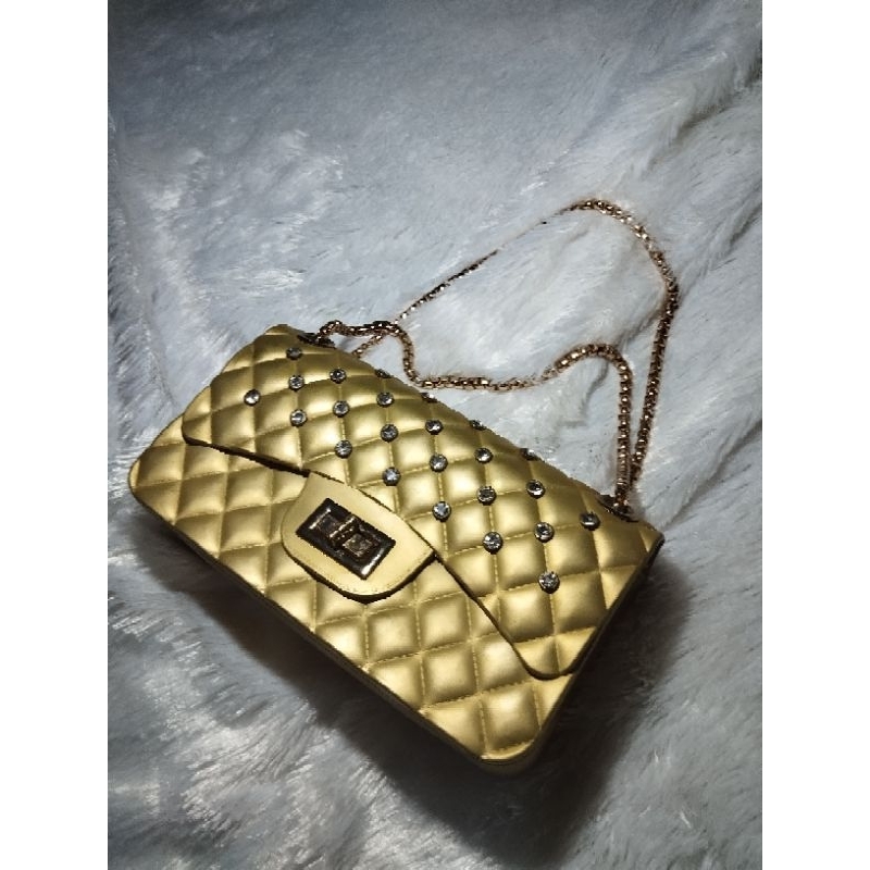 Tas jelly mate maxi bertaburan DIAMOND besar ukuran 22cm preloved/bekas/second