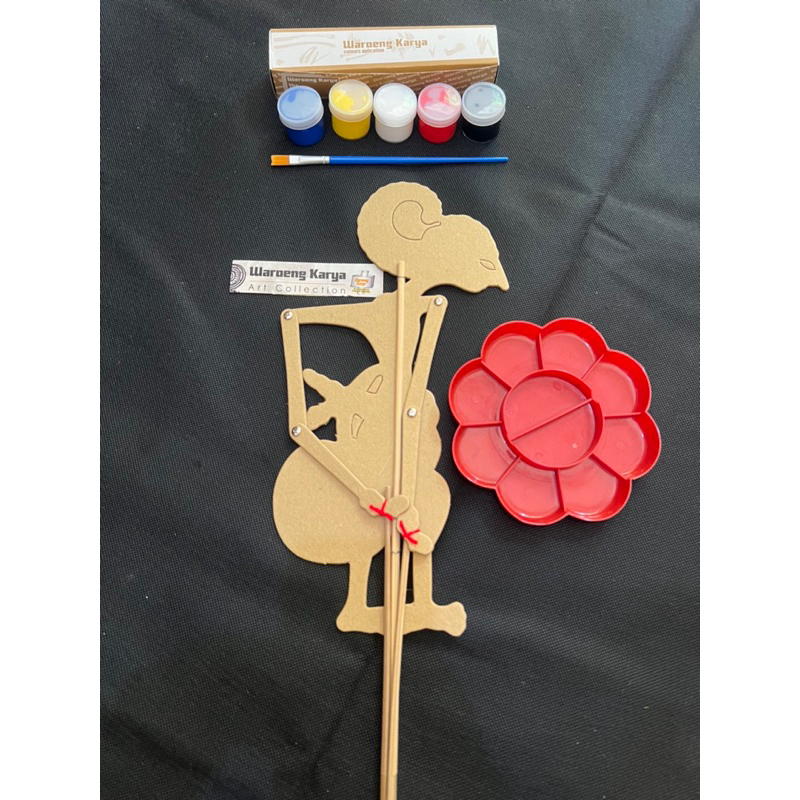 

klm Wayang kertas karton hard board + cat 5 warna primer+palet+kuasprakarya edukasi anak SD SMP SMA