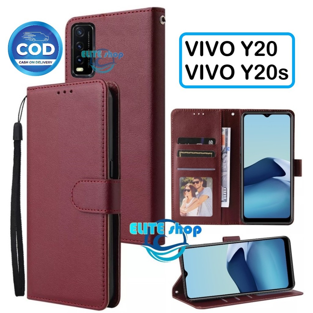 Flip Case VIVO Y20 / VIVO Y20S Case Wallet Kulit Casing Dompet Case Wallet Leather Flip Case VIVO Y2