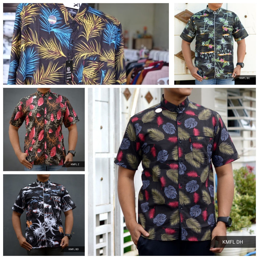 ZAFIT.ID KMFL1GRUP ORIGINAL ITFASH kemeja surfing motif floral bunga daun tumbuhan pantai kembang bu