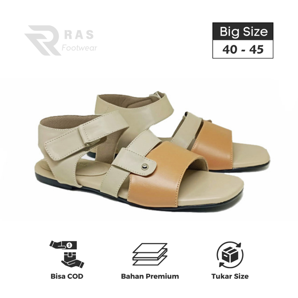 Sepatu Sandal Wanita Ukuran Jumbo 40-45 | RAS Erine Beige
