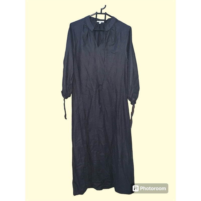 lyla linen dress warna black / gamis linen black