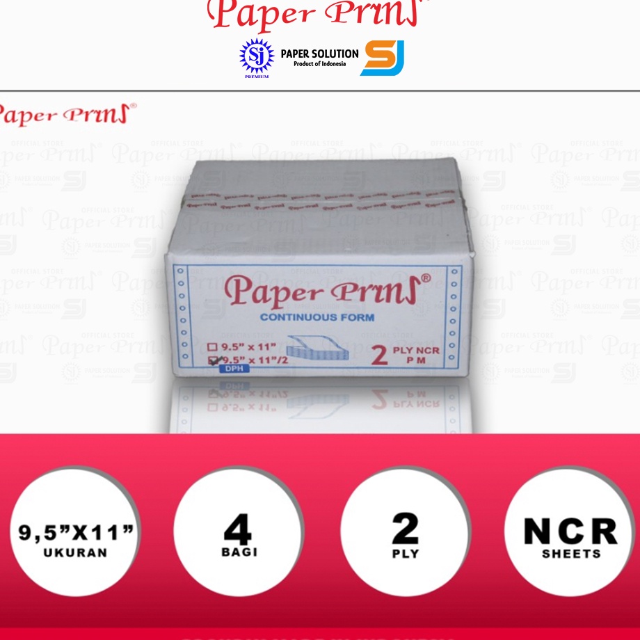 

WTGY6197 Paperpryns Kertas Continuous Form 2PLY NCR DPH 952 x 112 Bagi 4