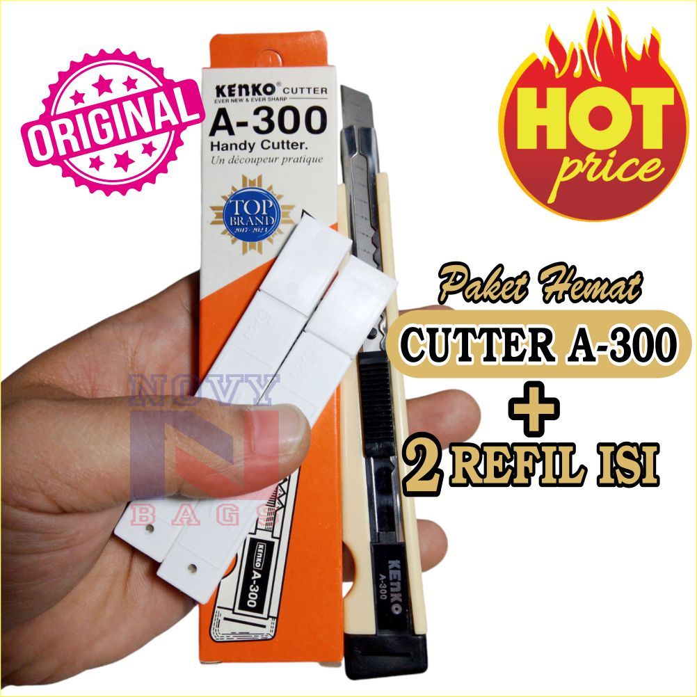 

PAKET CUTTER + 2 pak REFIL ISI KENKO CUTTER KENKO A - 300 CUTTER KECIL