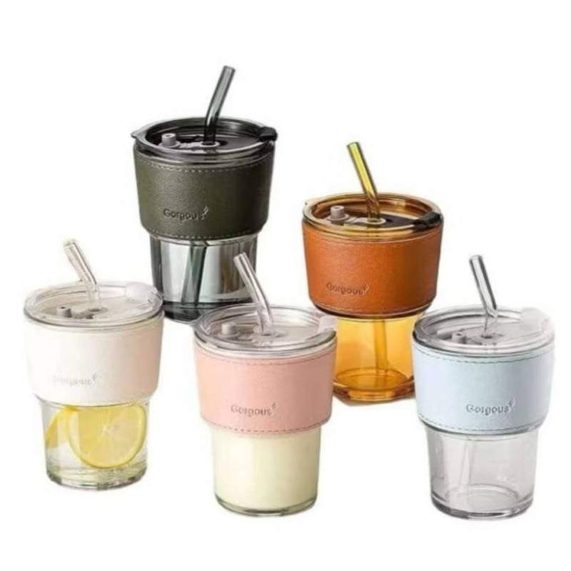 Gelas Aesthetic Tumbler Aesthetic Gelas Kaca (Free Sedotan)