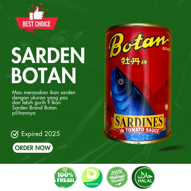 

Sardines botan 425gr / Ikan Sarden Kaleng BOTAN Bukan ABC / Expired Date 2025