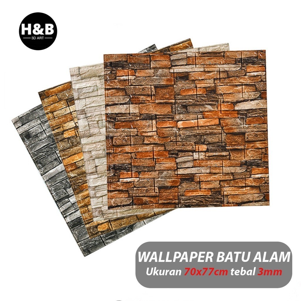 Wallpaper Dinding Foam Motif Batu Alam 3D Stiker 70 x 70 CM/ walpaper dinding Foam