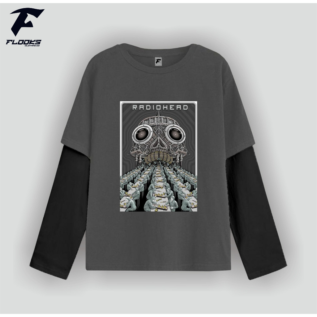 Flooks clothing Tshirt Double layer Radiohead Cover  long sleeve  Music kaos pria wanita