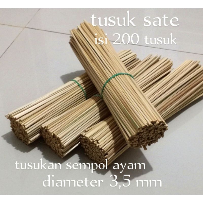 tusuk sate tusukan 30 cm tusukan Sempol ayam ujung tumpul tebal 3,5 mm per 200 tusuk