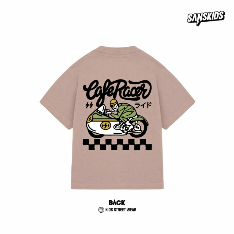 Sanskids - Kaos Anak Cafe Racer Khaki Usia 5-12 Tahun Semi Cotton