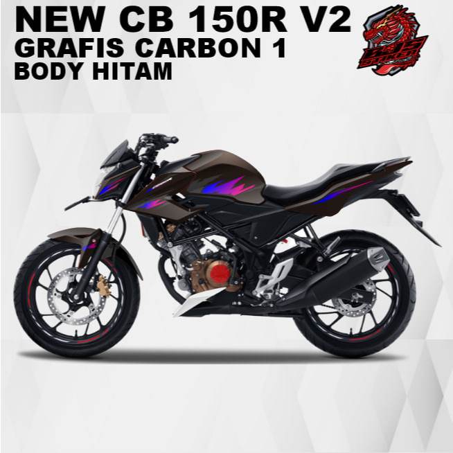 Sticker Striping CB 150 r v2 New CB150r v2 carbon 1 body gelap ( hitam )