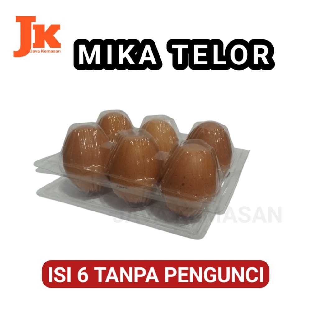 MIKA TELUR 6 EGG TRAY KOTAK RAK PLASTIK BENING TRANSPARAN ISI 6 TELUR TELOR TANPA PENGUNCI TEBAL