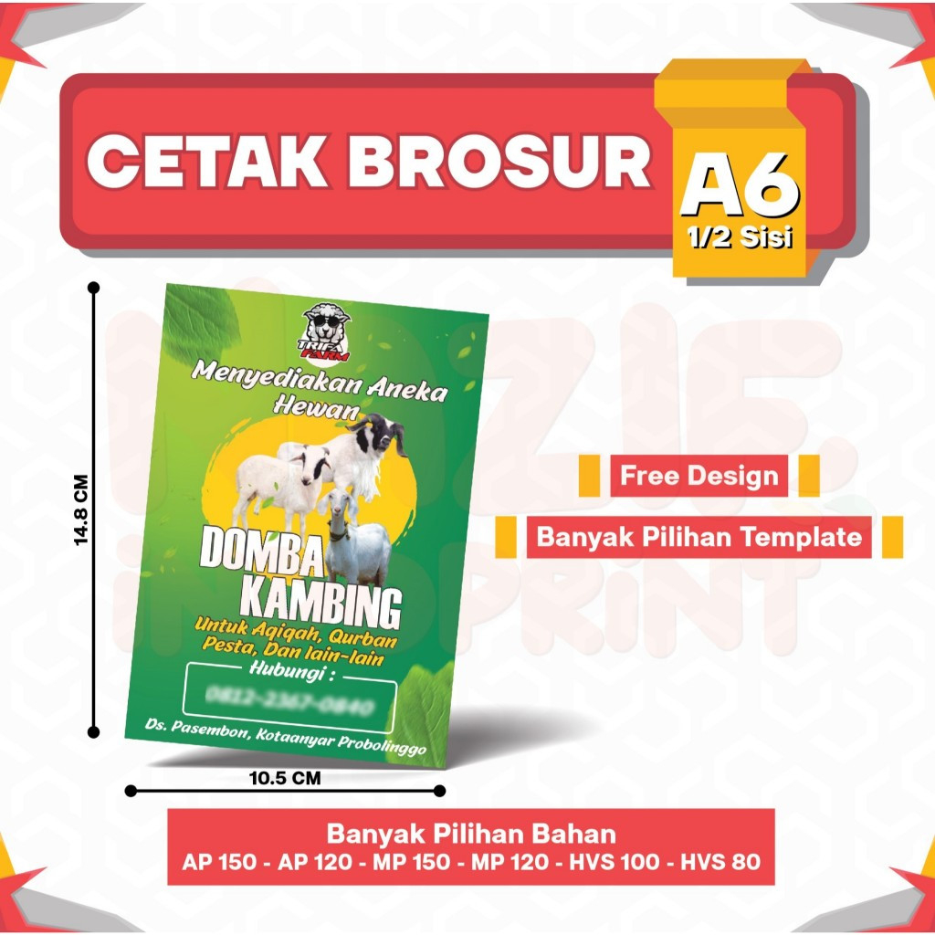 

Print Brosur Ukuran A6 Cetak 1 Sisi dan 2 Sisi / Brosur Grosir Murah Ukuran A6 Custom Free Design