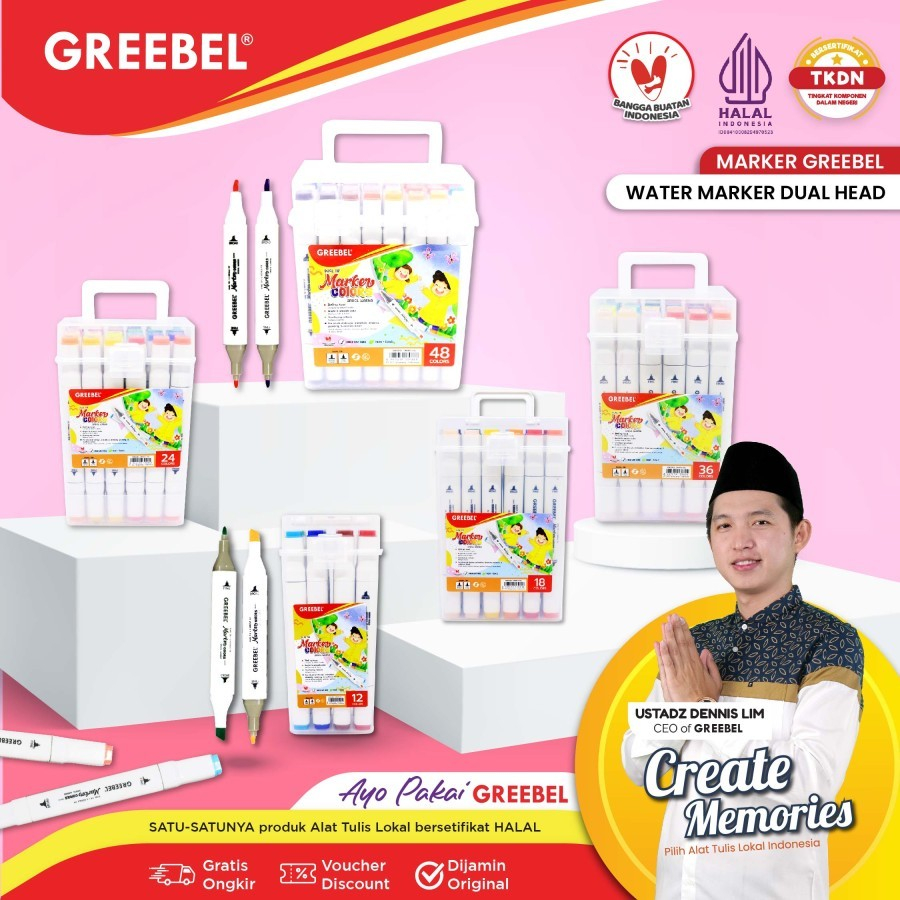 

GREEBEL Water Marker Dual Head/Spidol Sketsa/Water Based Marker/Spidol Double Tip