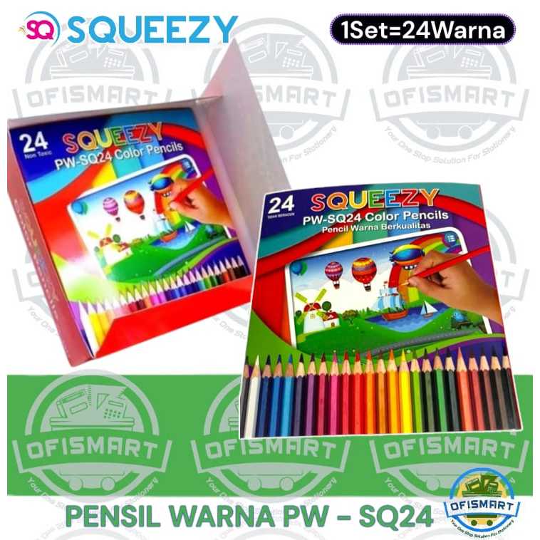

Squeezy Pensil Warna Panjang Color Pencil PW SQ-24 | @1Set=24W